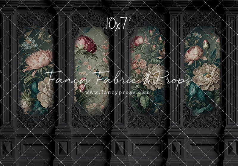 Black Floral Victorian Wall - With Sweep Option