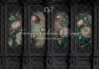 Black Floral Victorian Wall - With Sweep Option