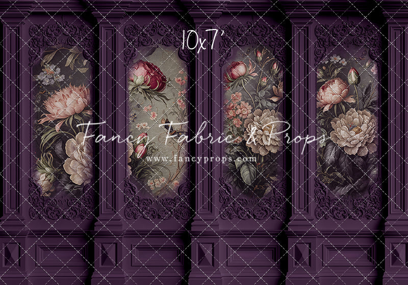 Plum Floral Victorian Wall - With Sweep Option