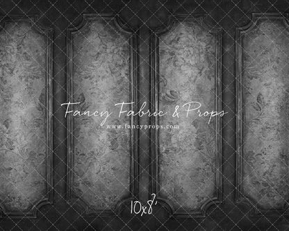 Gray Floral Wainscoting Wall