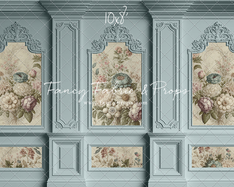 Light Blue Floral Victorian Wall - With Sweep Option
