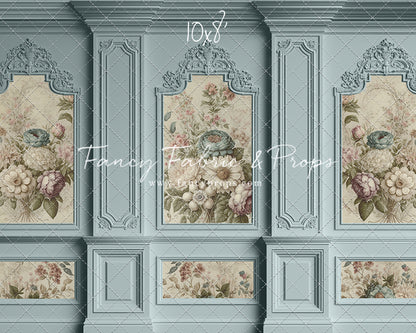 Light Blue Floral Victorian Wall - With Sweep Option