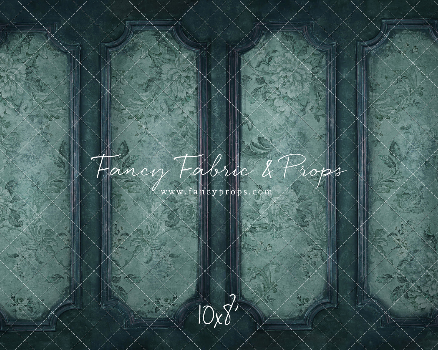 Teal Floral Wainscoting Wall