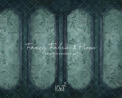 Teal Floral Wainscoting Wall