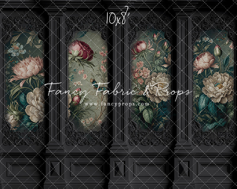 Black Floral Victorian Wall - With Sweep Option