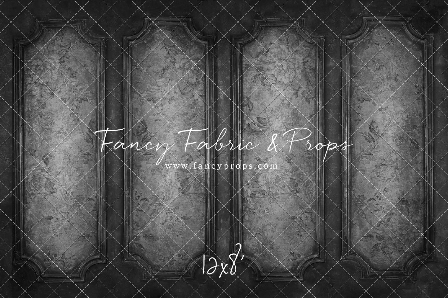 Gray Floral Wainscoting Wall