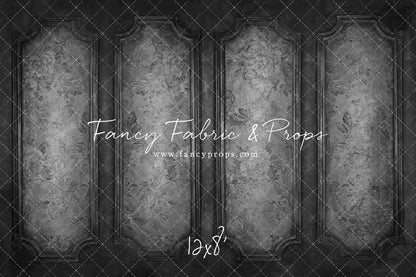 Gray Floral Wainscoting Wall