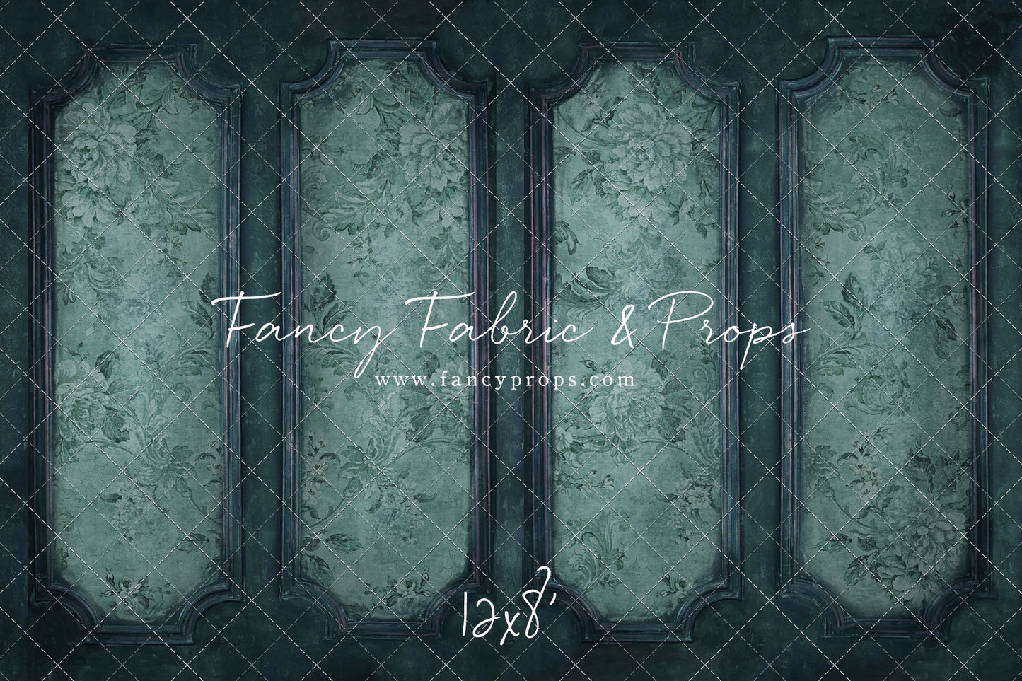 Teal Floral Wainscoting Wall