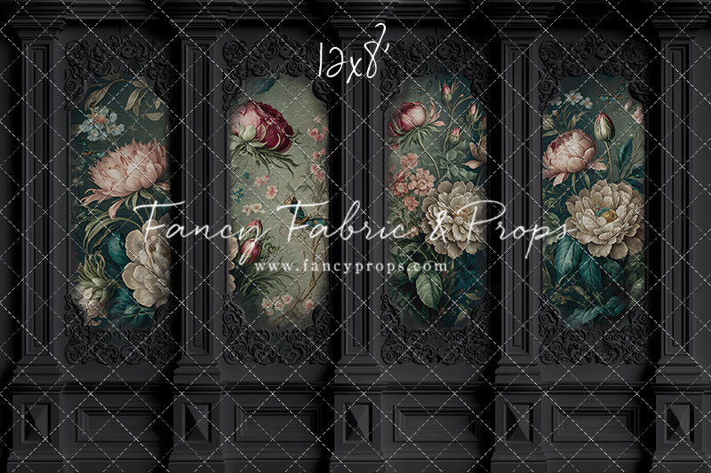 Black Floral Victorian Wall - With Sweep Option