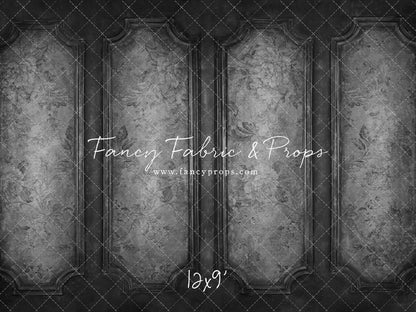 Gray Floral Wainscoting Wall