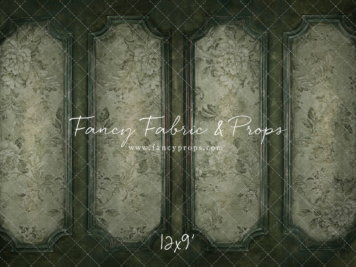 Sage Floral Wainscoting Wall