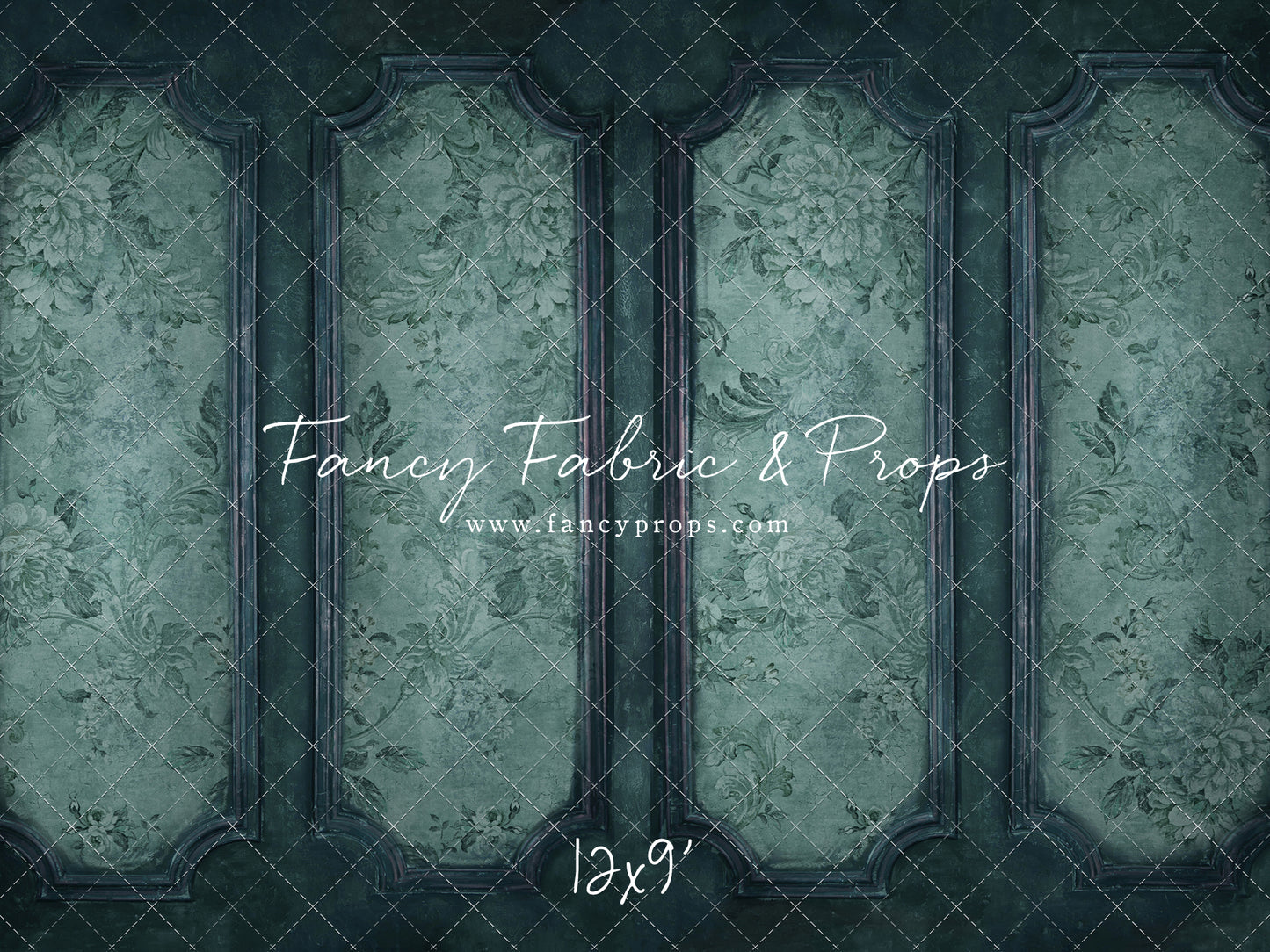 Teal Floral Wainscoting Wall