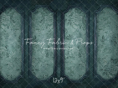 Teal Floral Wainscoting Wall