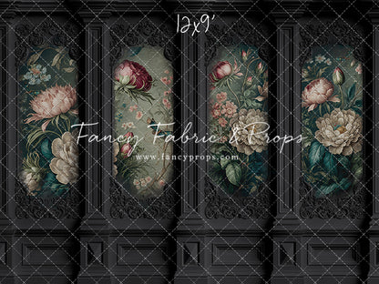 Black Floral Victorian Wall - With Sweep Option
