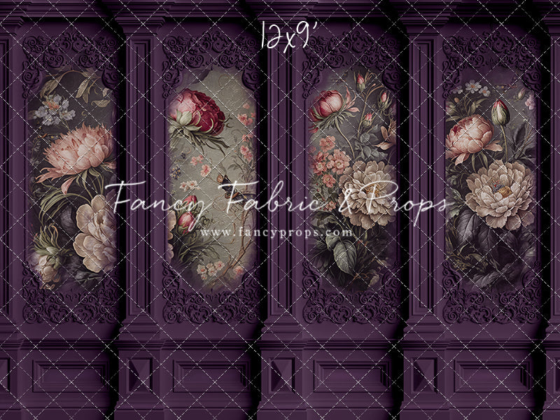 Plum Floral Victorian Wall - With Sweep Option