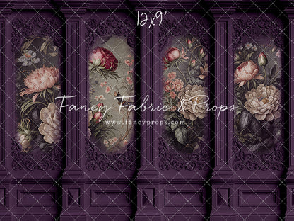 Plum Floral Victorian Wall - With Sweep Option