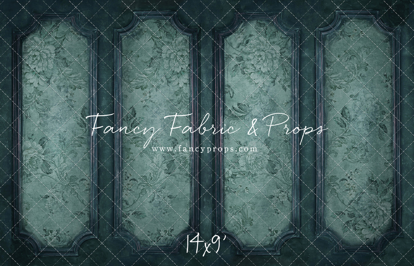 Teal Floral Wainscoting Wall