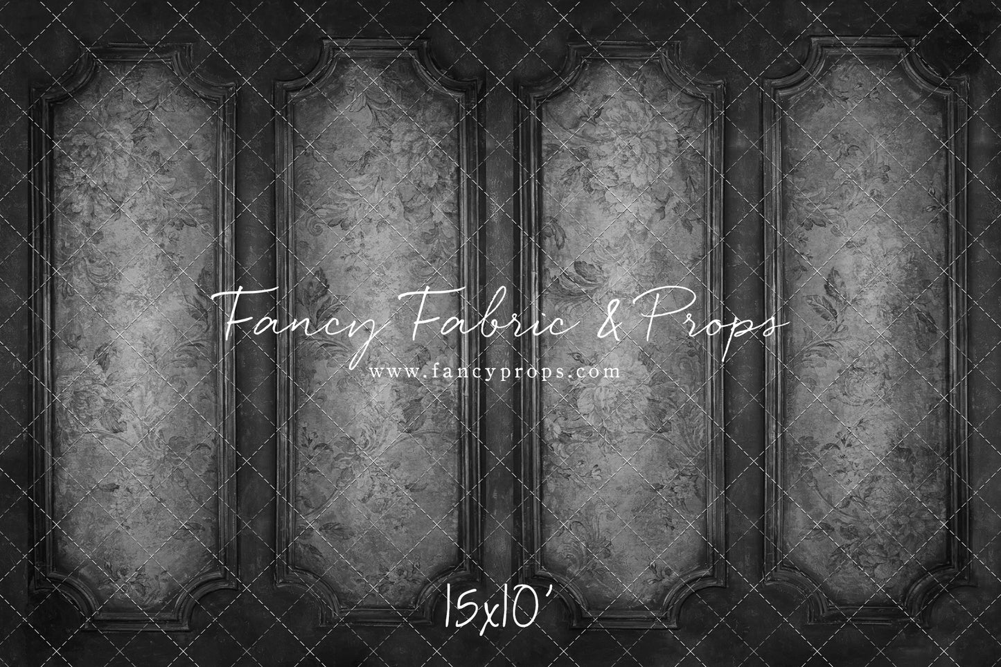 Gray Floral Wainscoting Wall