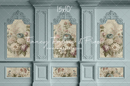 Light Blue Floral Victorian Wall - With Sweep Option