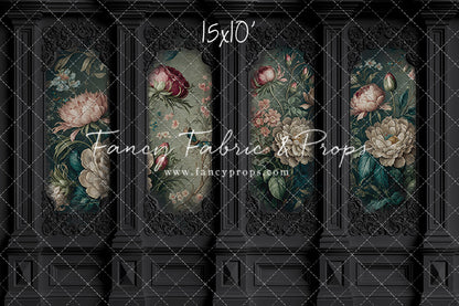 Black Floral Victorian Wall - With Sweep Option