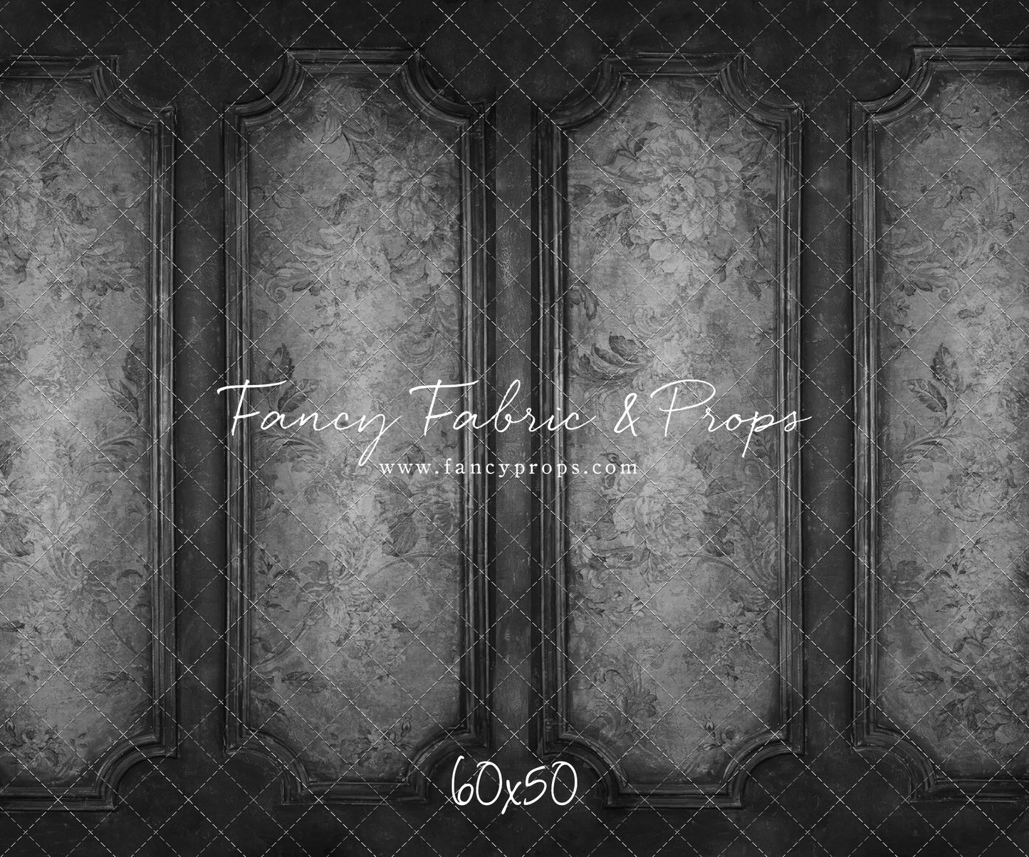 Gray Floral Wainscoting Wall