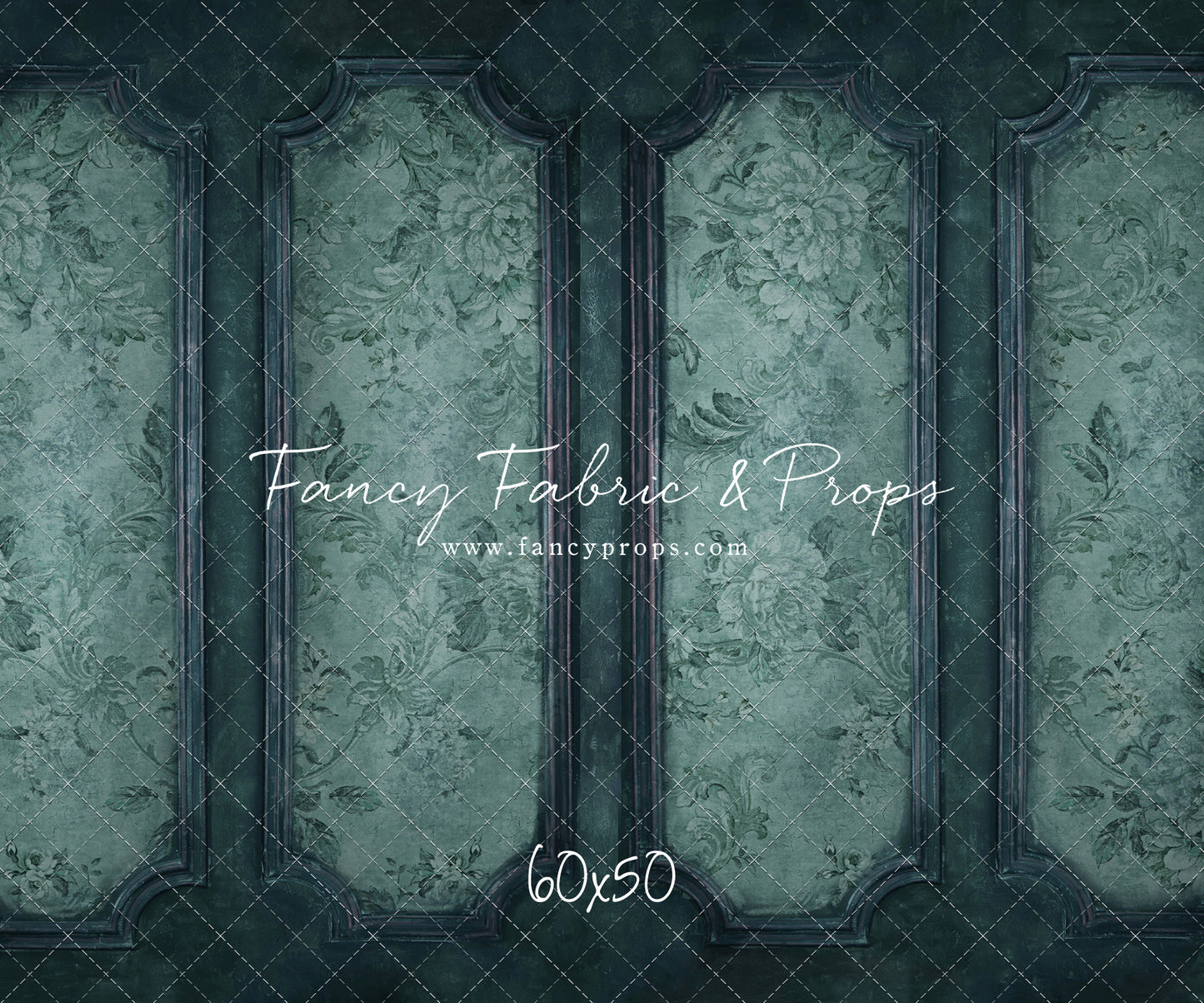 Teal Floral Wainscoting Wall