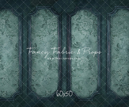 Teal Floral Wainscoting Wall