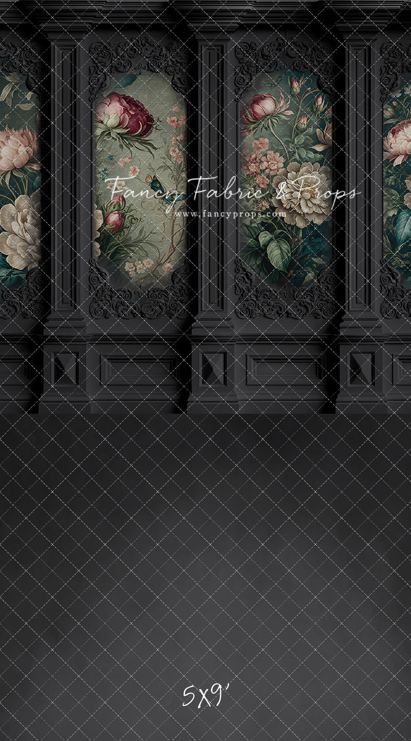 Black Floral Victorian Wall - With Sweep Option