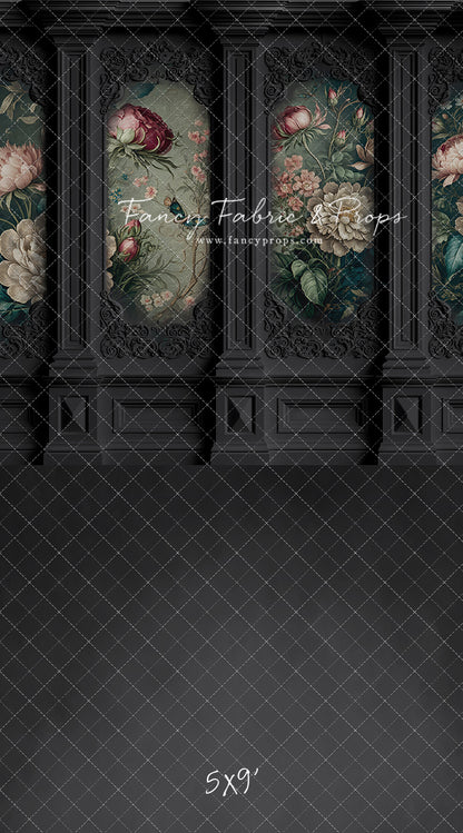 Black Floral Victorian Wall - With Sweep Option