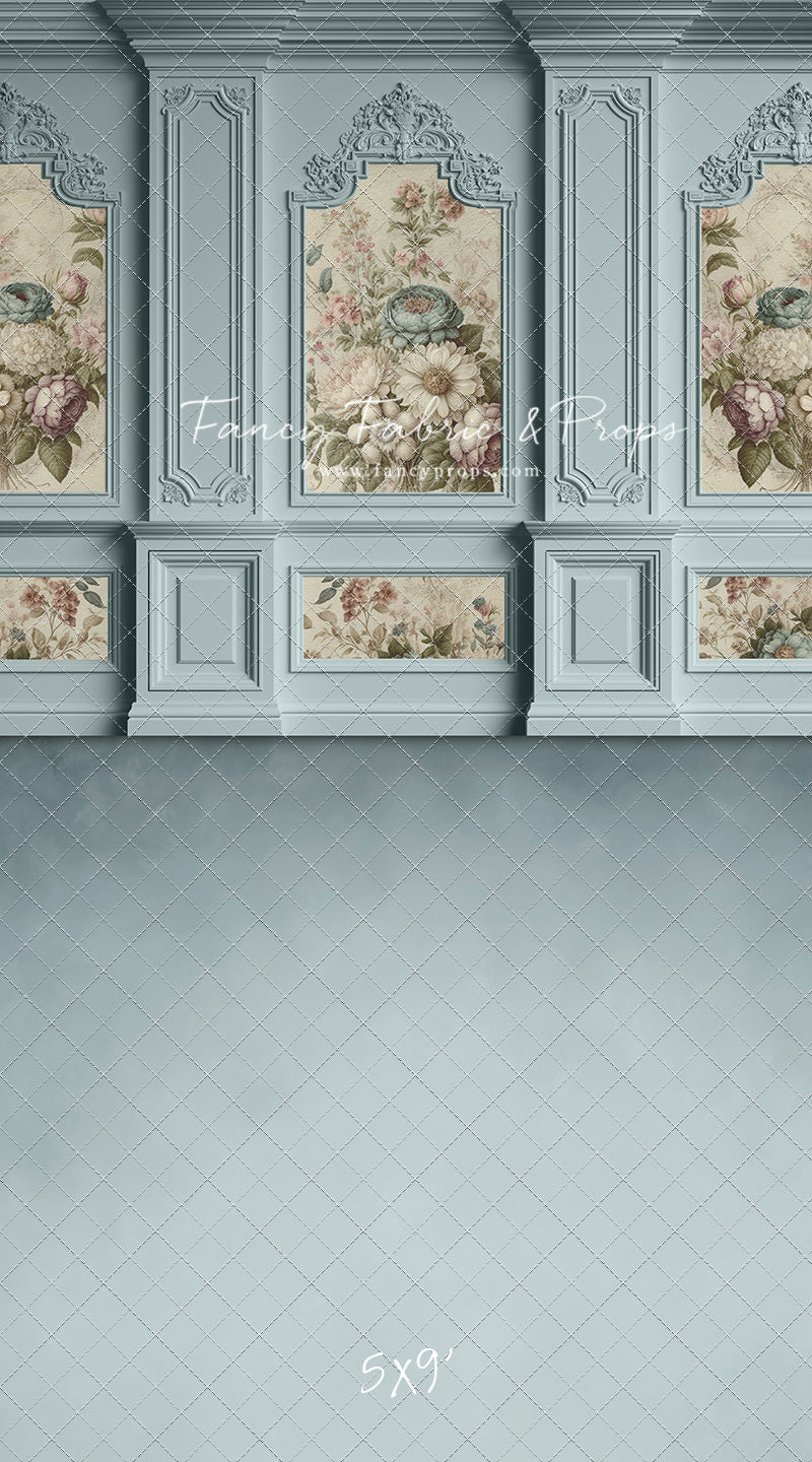 Light Blue Floral Victorian Wall - With Sweep Option