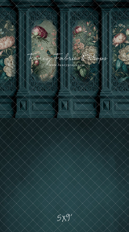 Teal Floral Victorian Wall - With Sweep Option