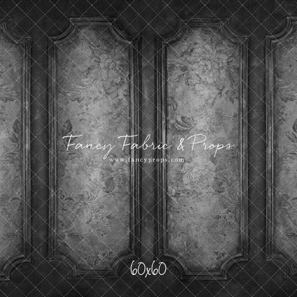 Gray Floral Wainscoting Wall