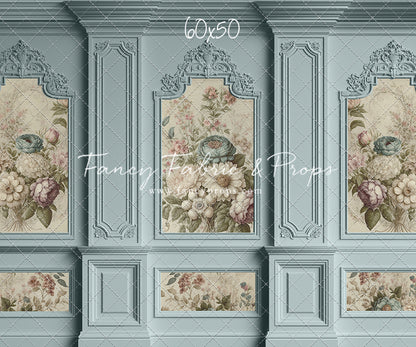 Light Blue Floral Victorian Wall - With Sweep Option