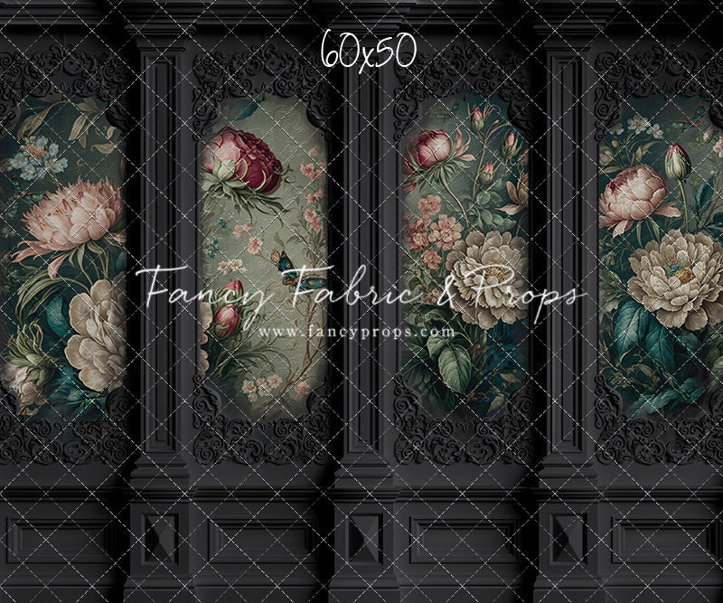 Black Floral Victorian Wall - With Sweep Option