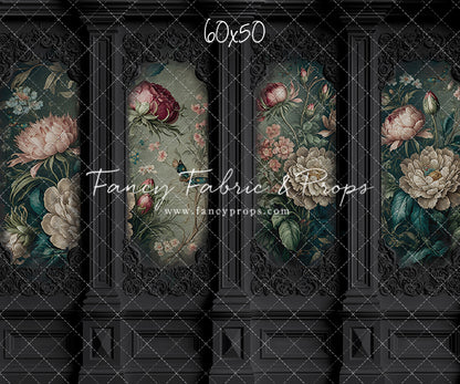 Black Floral Victorian Wall - With Sweep Option