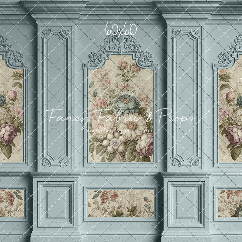 Light Blue Floral Victorian Wall - With Sweep Option