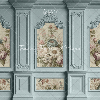 Light Blue Floral Victorian Wall - With Sweep Option