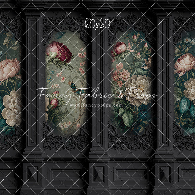 Black Floral Victorian Wall - With Sweep Option
