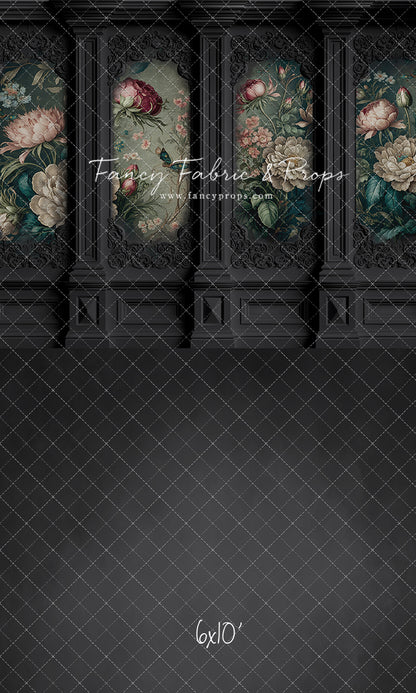 Black Floral Victorian Wall - With Sweep Option