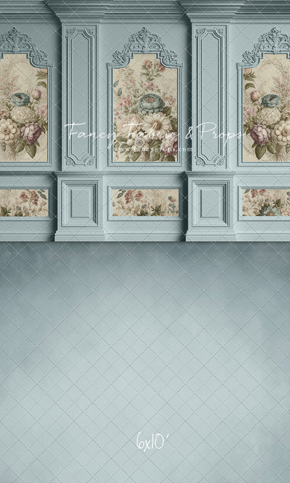 Light Blue Floral Victorian Wall - With Sweep Option