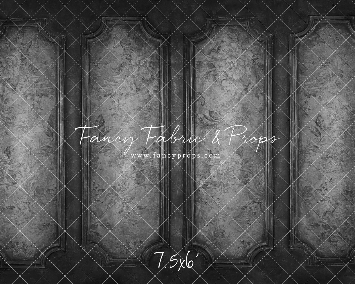 Gray Floral Wainscoting Wall