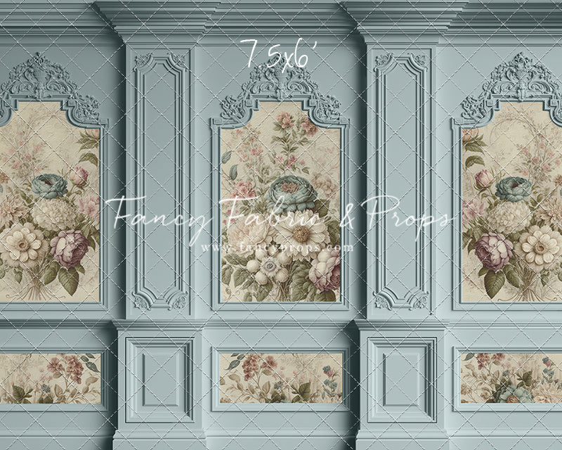 Light Blue Floral Victorian Wall - With Sweep Option