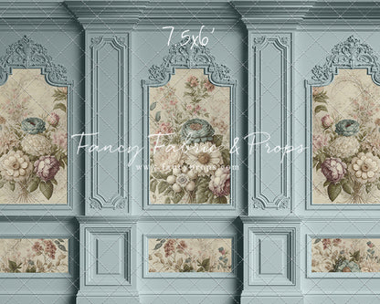 Light Blue Floral Victorian Wall - With Sweep Option