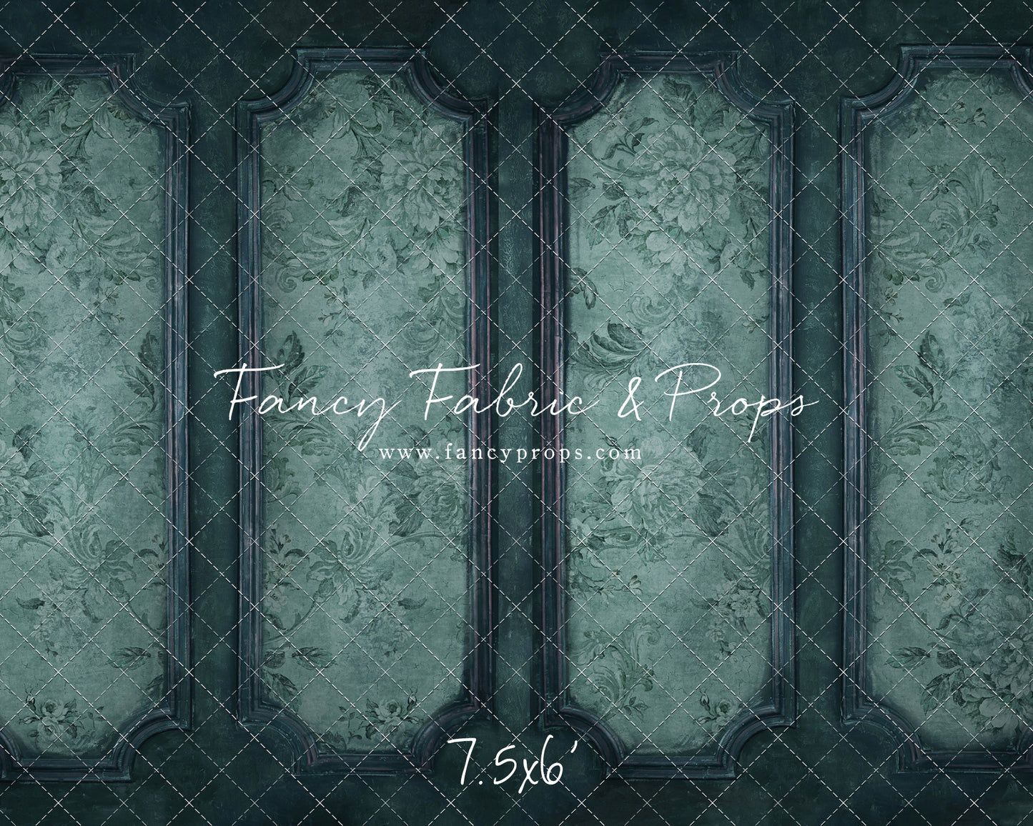 Teal Floral Wainscoting Wall