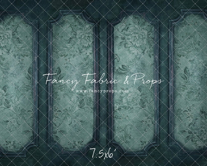 Teal Floral Wainscoting Wall