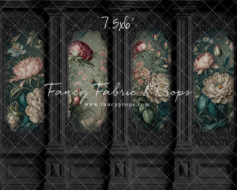 Black Floral Victorian Wall - With Sweep Option