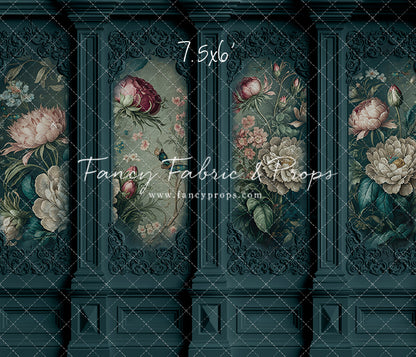 Teal Floral Victorian Wall - With Sweep Option