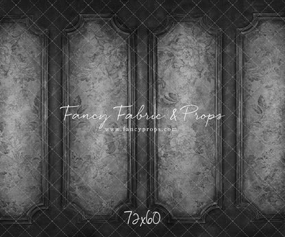 Gray Floral Wainscoting Wall