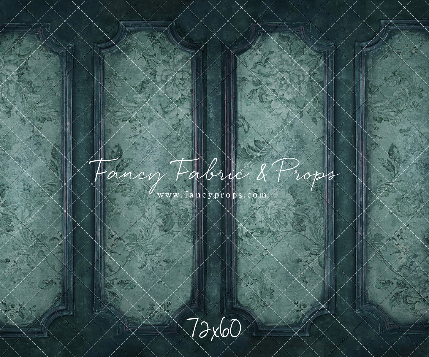 Teal Floral Wainscoting Wall