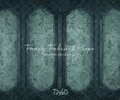 Teal Floral Wainscoting Wall